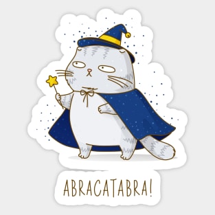 ABRACATABRA!, Cute cat with magic wand Sticker